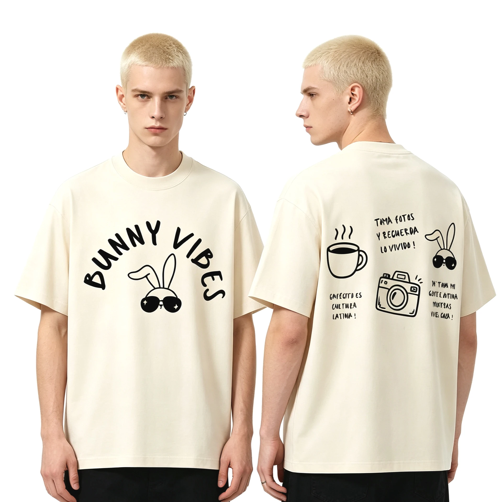 2026 Hot Sale Rapper Bad Bunny Pop Music Bunny Vibes T-shirt Y2K Men Women Fashion Short Sleeve Casual Oversized Hip Hop T-shirt
