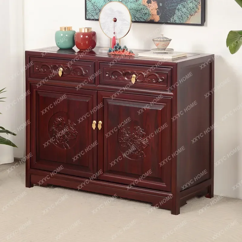XXSolid wood new Chinese high-end light luxury cabinet storage living room integrated