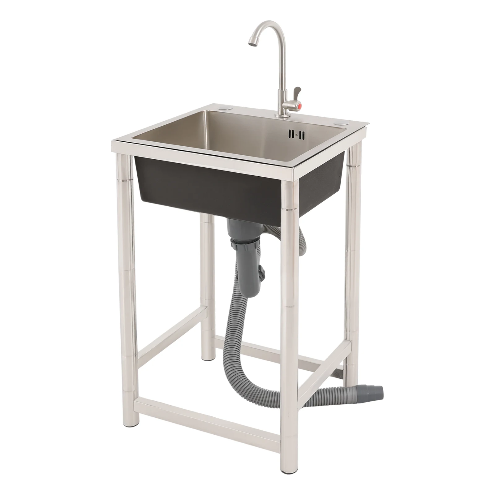 

Stainless Steel Kitchen Sink(Sink:45*40*22cm,Hight:75cm)Single Bowl with Faucet Freestanding Utility Set for Commercial Kitchen