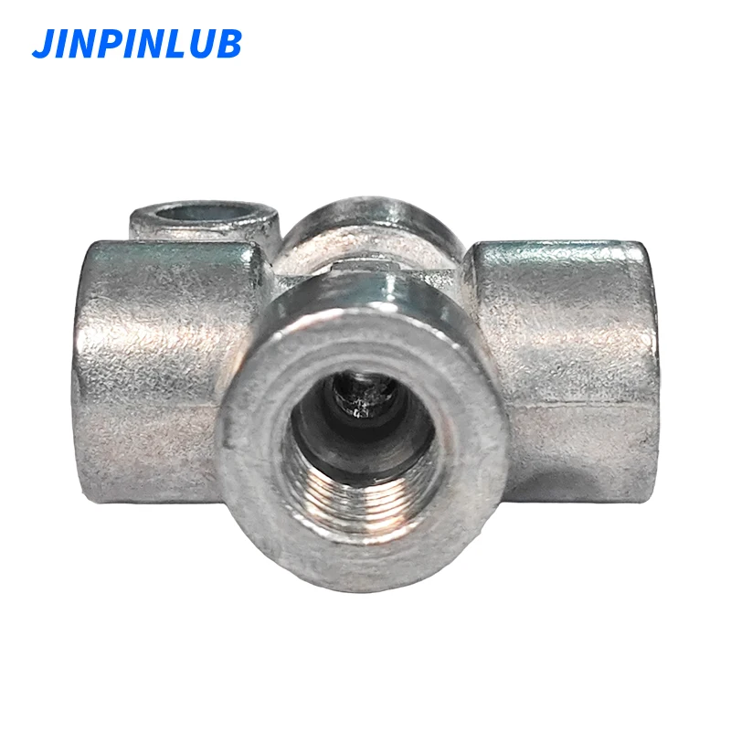 JINPINLUB Zinc alloy oil circuit fixed four-way joint oil circuit connector for lubrication system pipe fittings