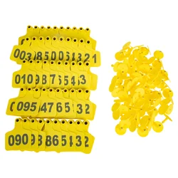 100 Sets Veterinary Ear Tag Number Livestock Tags Animal Signs for Calf Sheep Pig Plastic Cow Cattle