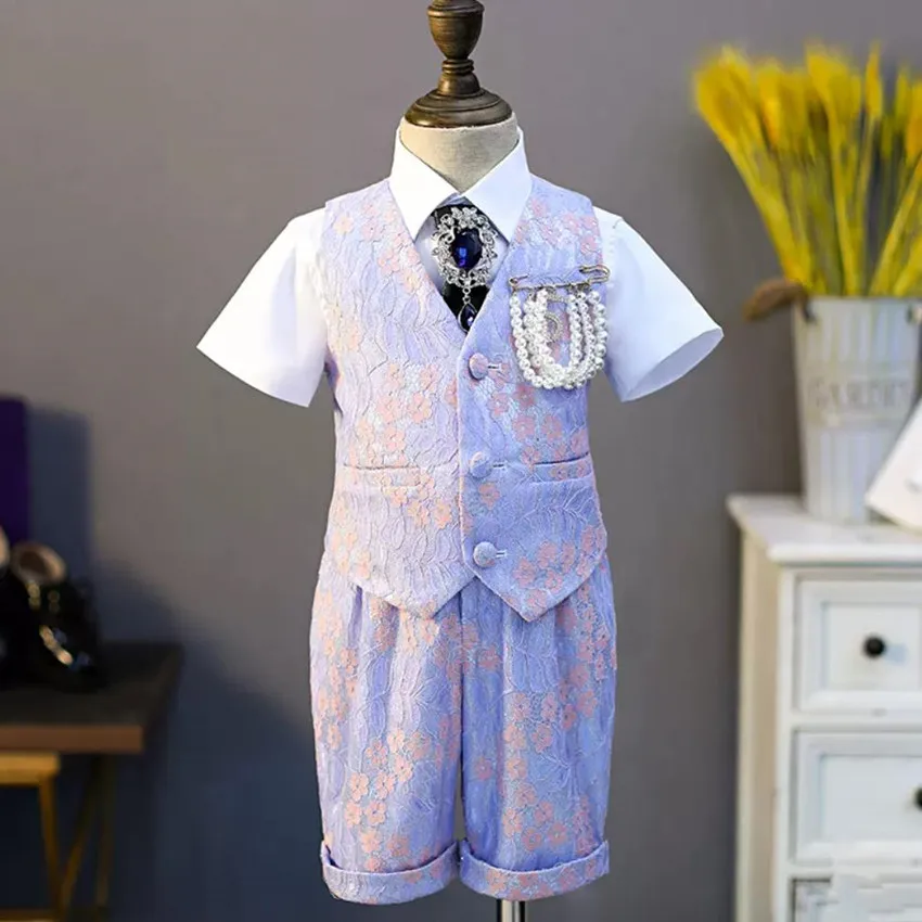 Großhandel Kinder Formelle Kleidung 5-teiliges Jungen Blazer Set Klassischer Stil Kinder Partyanzug A2311 Jungen Hochzeitsanzug – Detail 3