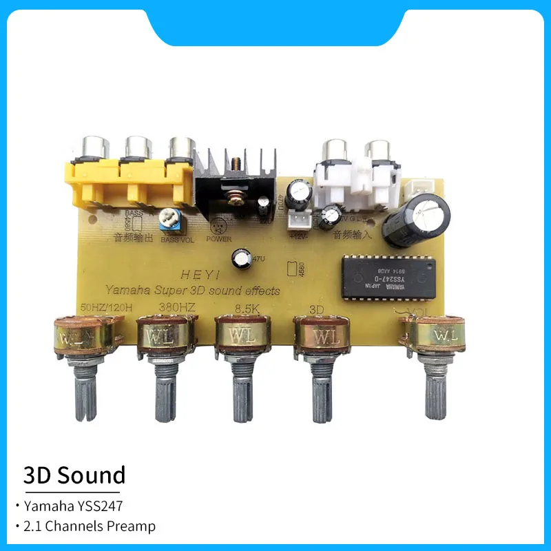 

YSS247 2.1 Channels Preamp Audio Preamplifier 3D Sound Effects Mixing EQ Tone Control Board