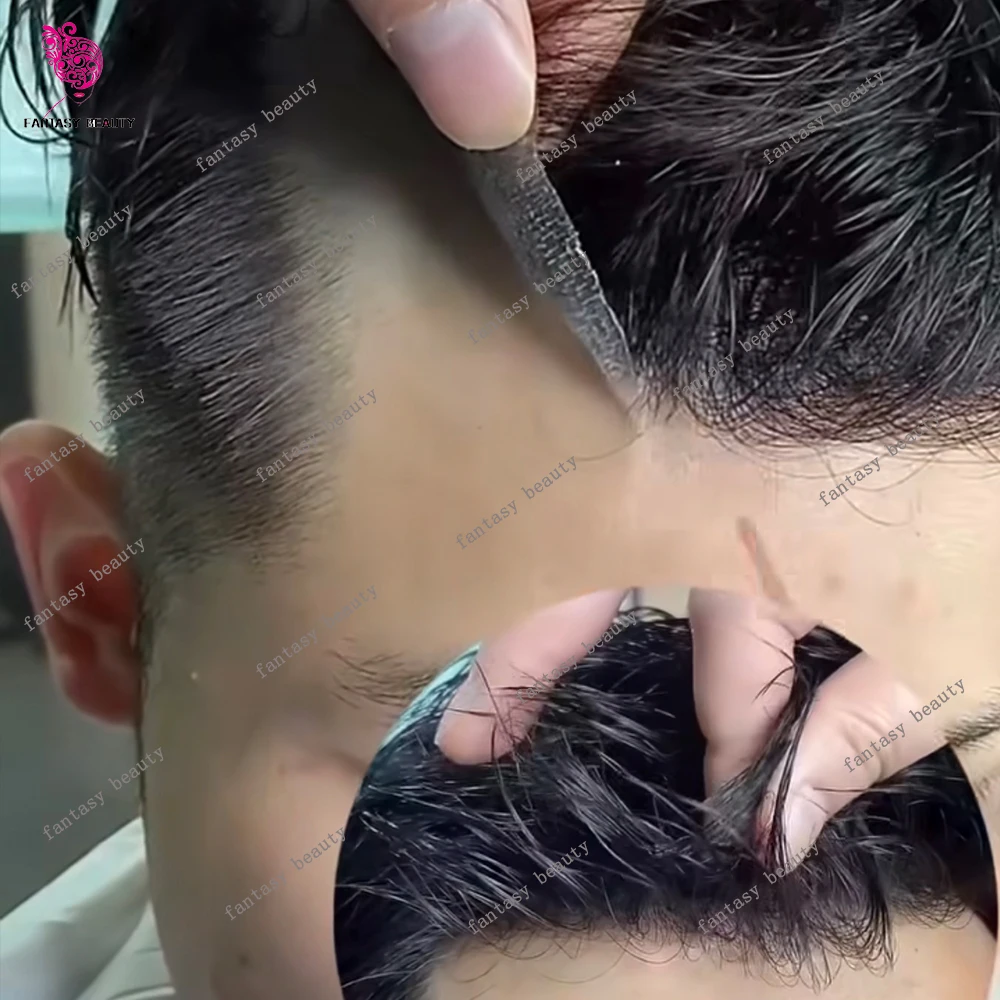 

Реалистичный ультратонкий парик-накладка V-loop из натуральных волос, 0.02 мм, серо-коричневый, 80% плотность, мужской, с естественной линией роста волос