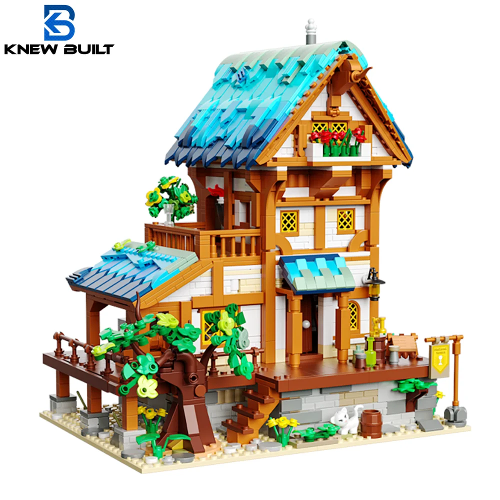 Medieval Architecture Mini Block Building Toys, Ideal for Home or Office Decoration, with Taverns, Inns, Manors,So on LED - Lit