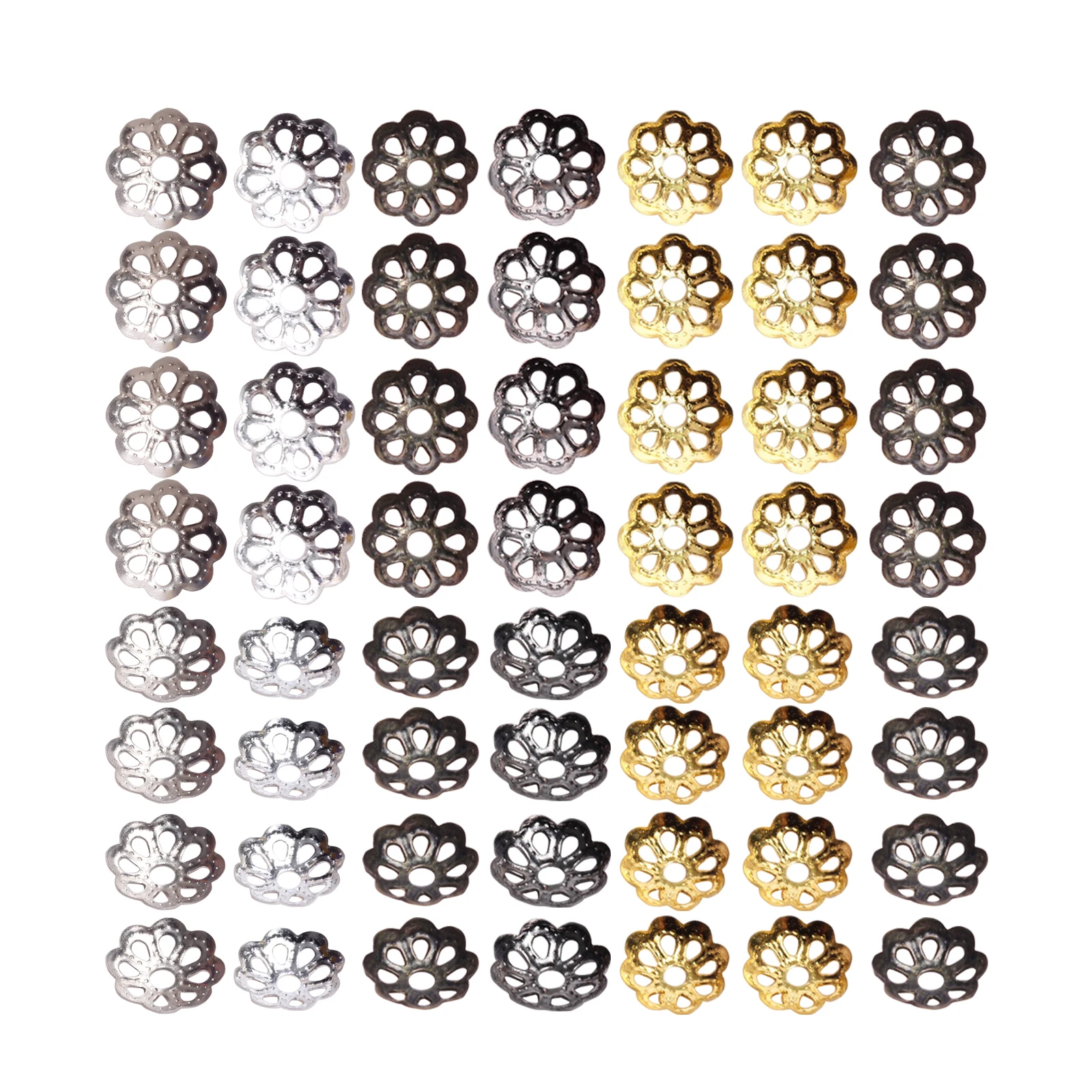 about 300Pcs/lot 6mm Metal Hollow Flower Bead Caps Connectors DIY End Cap Jewelry Making Findings Wholesale