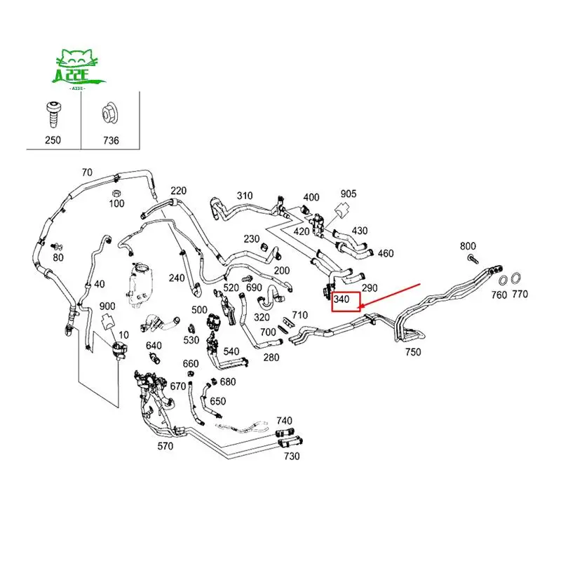 

A22E-2228303696 A2228303696 Air Conditioning Heating Water Pipe Coolant Hose For Mercedes Benz S CLASS 2014-2020