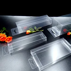 50pcs Transparent Candy Box PVC Gift Packaging Box Party Supplies Perforated Top DIY Plastic PET Display Box Food/Toys/Dolls