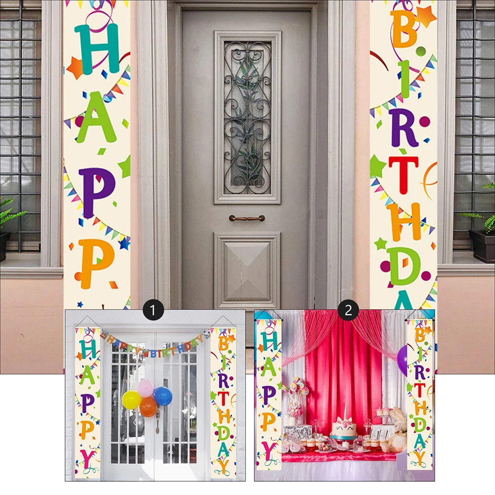 

Birthday Party Door Banner 300d Oxford Sign Decorative Hanging Couplet Celebration Photo Props Easy to Hang Doors Porch