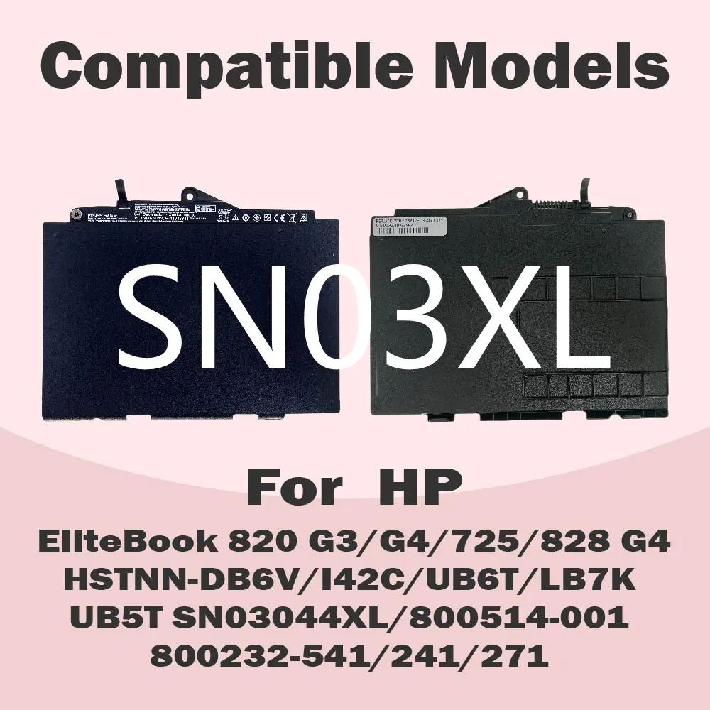 

SN03XL Laptop Battery ST03XL For HP EliteBook 820 725 G3 G4 Series 800514-001 800232-241 HSTNN-UB6T HSTNN-DB6V 47Wh