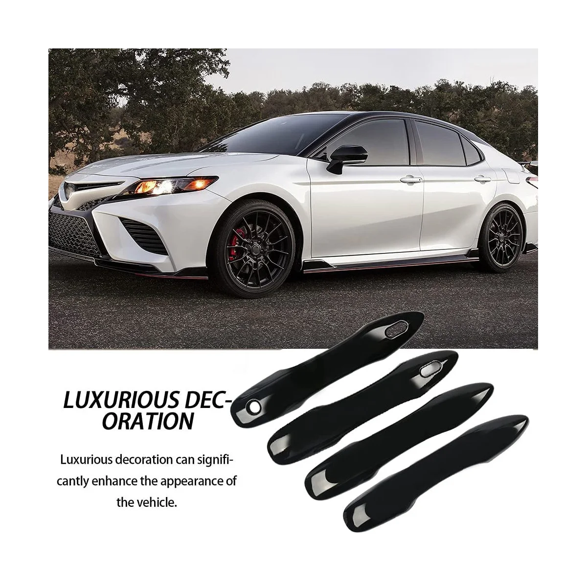 Side Door Mirror Caps + Door Handle Covers Replace for Toyota Camry 2018 2019 2020 2021 2022 2023 Accessories (Black)