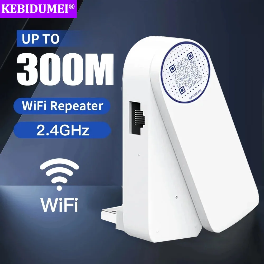 Repetidor WIFI inalámbrico USB de 300Mbps con puerto de red RJ45, extensor de rango WiFi 2,4G, amplificador de señal Wi-Fi, extensión de red NFC