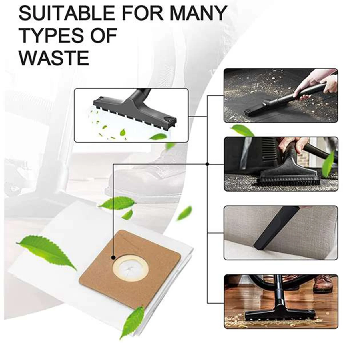 Popular saco de coleta de poeira a vácuo de substituição de 12 pacotes compatível com Shop Vac Type LL 4 galões 9066000   Saco de lixo a vácuo