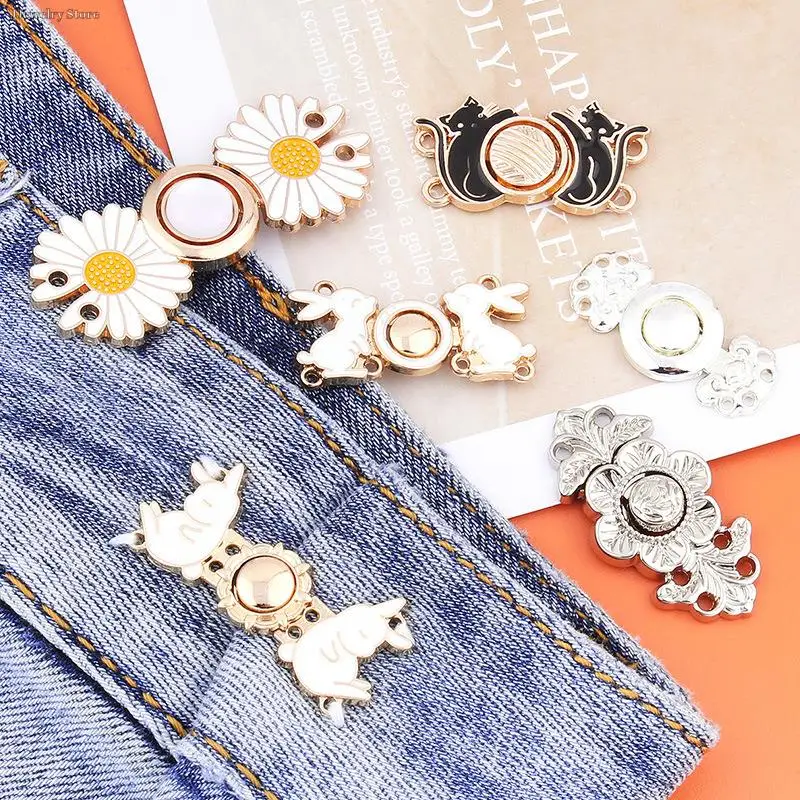 Jeans Waist Buckle Waist Closing Tighten Waist Button Detachable Metal Pins Adjustable Waist Clip Waist Ornaments Buttons Skirt