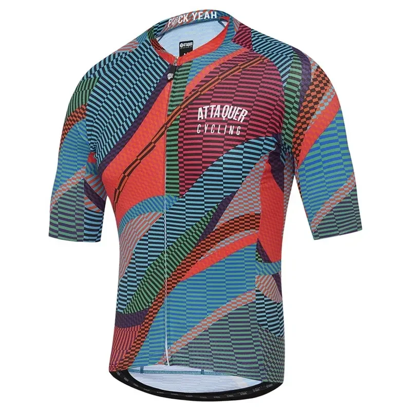 Attaquer Unisex All Day Kaleidoscope cycling Jersey Short sleeve racing clothing Colorful riding shirt camisa ciclismo