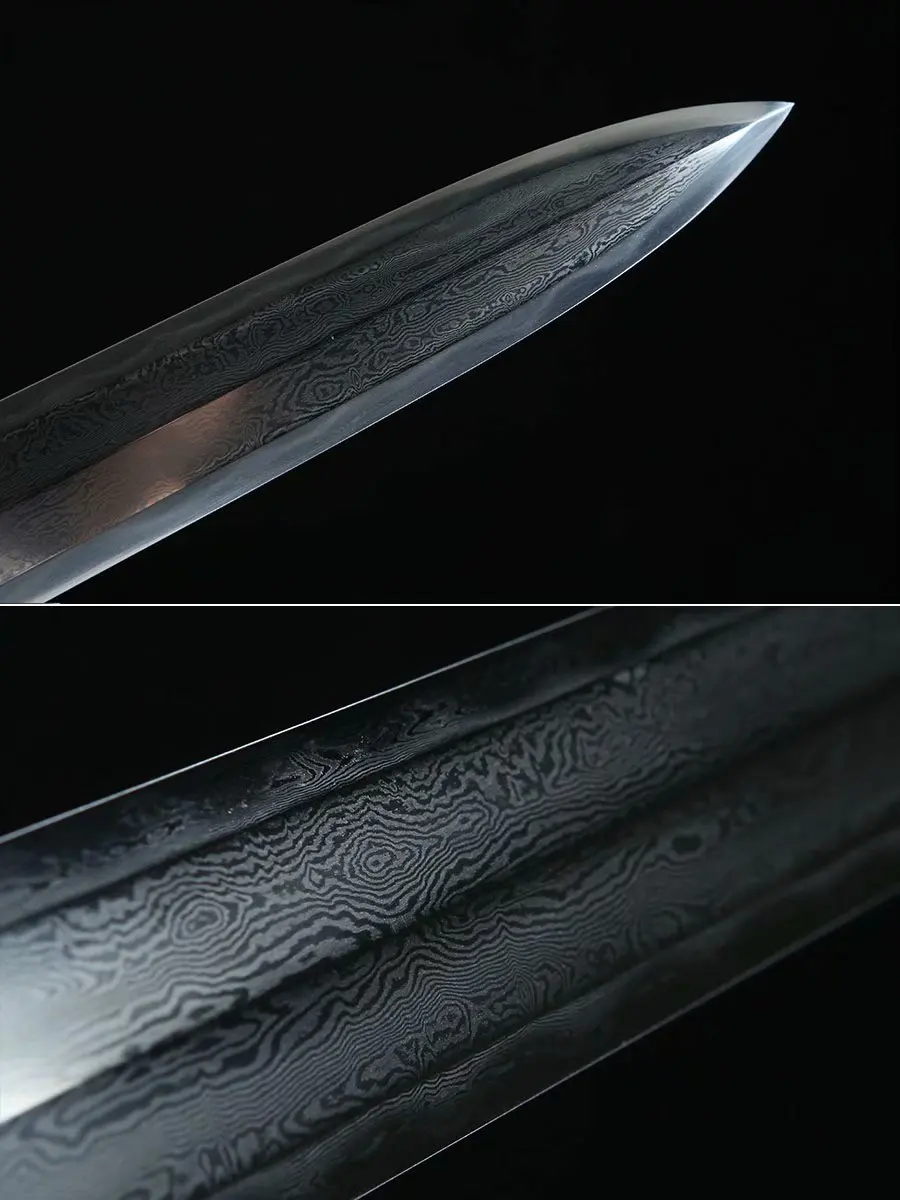 86cm Medieval Damascus steel clay burning blade Chinese Emperor sword Bright copper sheath true steel sharp weapon Samurai sword