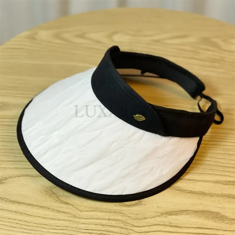 Sun Visor Hats for Women Straw Beach Cap Casual Women Straw Sun Visor Hat Wide Brim Summer UV Protection Beach Cap Foldable