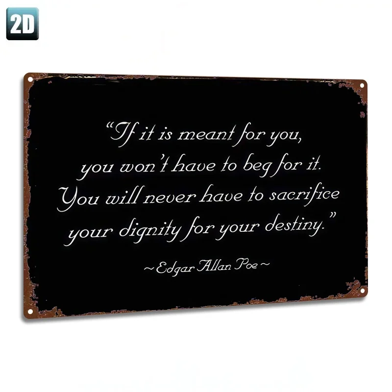 2D Flat, 1pc, Decorative Sign Plaque, Decorative Signs And Plaques, Metal Signs, 'Edward Allen Poe Quote Iron Wall Decor.'