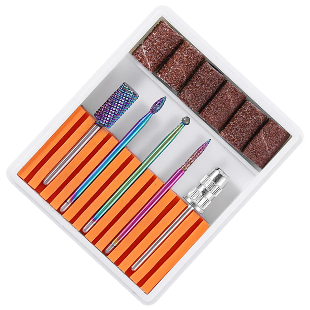 1세트 네일 드릴 비트 세트 텅스텐 스틸 견고한 매니큐어 연마 헤드 전문가용 네일 드릴 도구 키트 천연용 적합