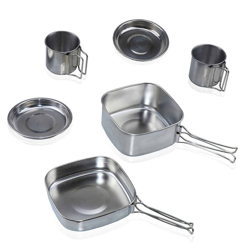 

Hiking Cookware Outdoor Eating Utensils Picnics Camping 2 Cups And 2 Plates Set Hot Pot And Frying Pan For Camping