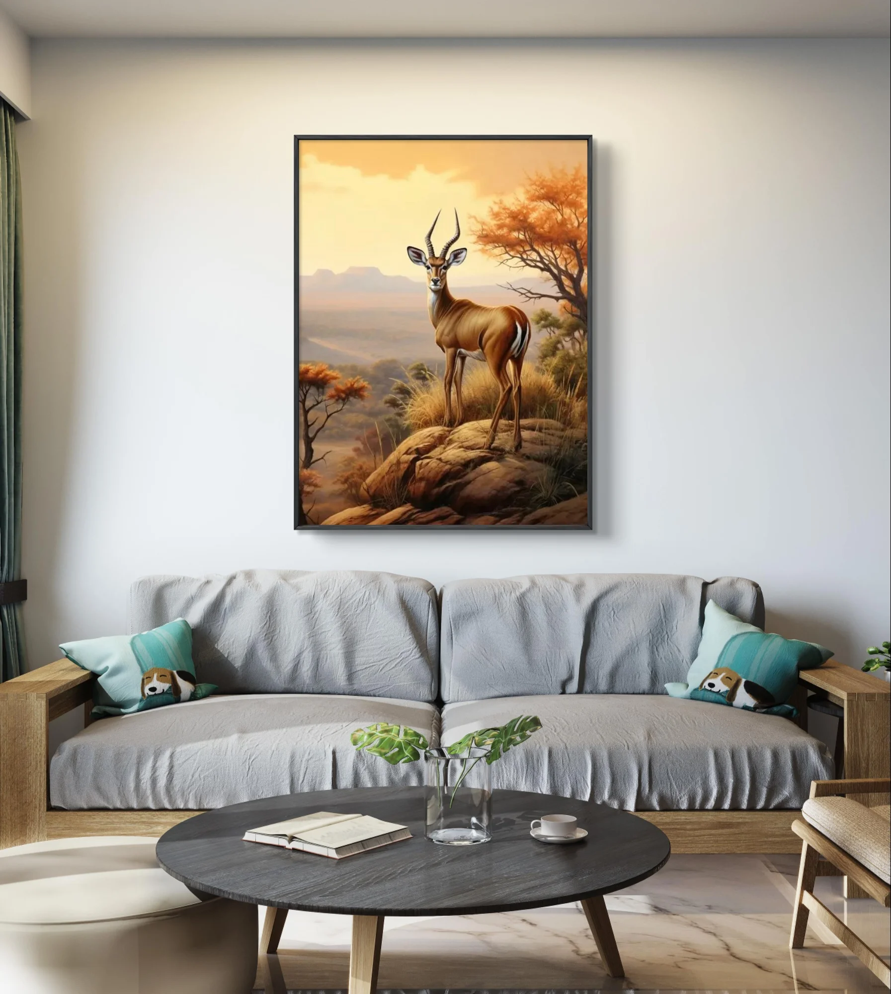 Antelope 5D Diamond Painting Grassland Scenery Diy Diamond Embroidery Cross Stitch Mural Office Home Wall Art Decor Simple Hand