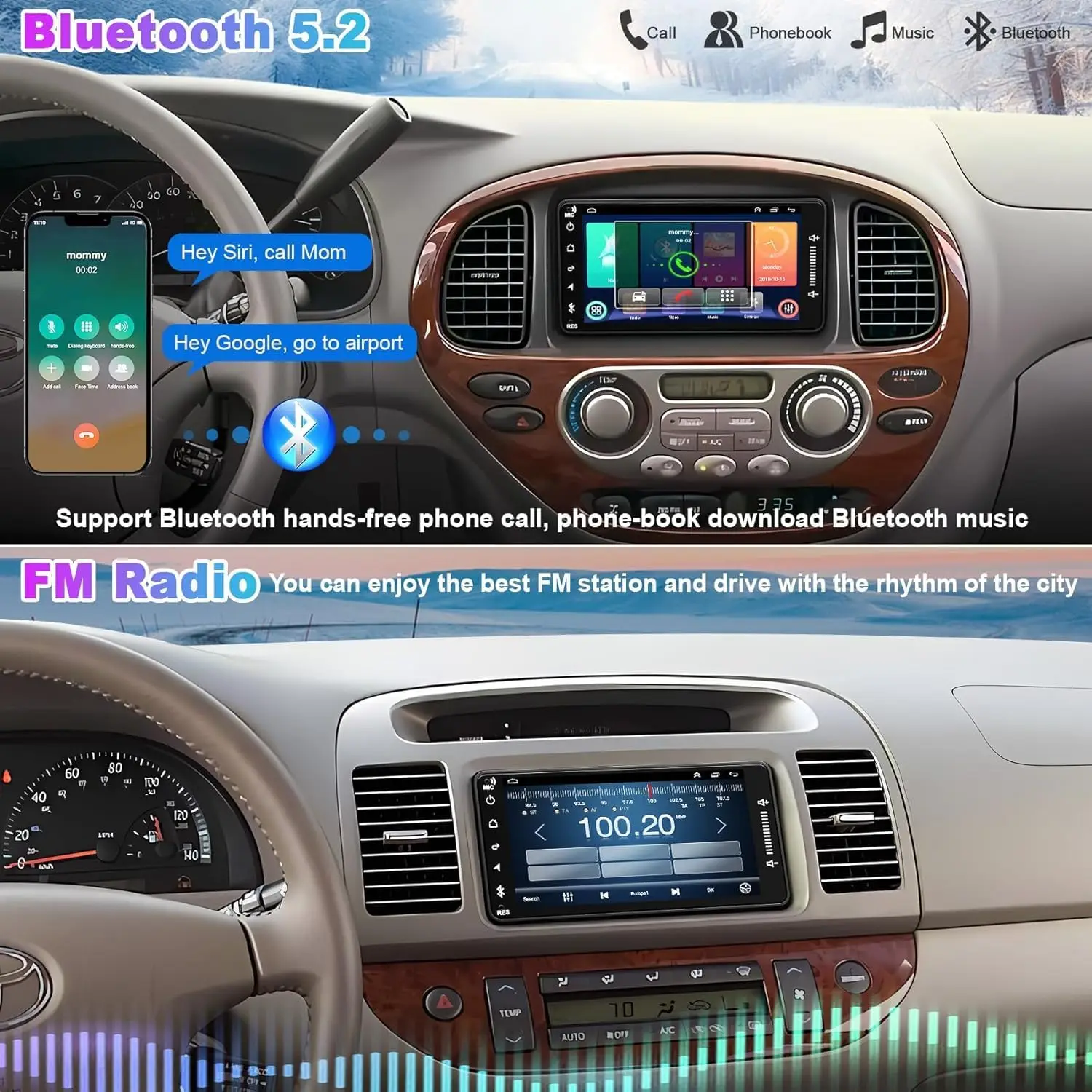 راديو سيارة لسيارة Toyota 4Runner 2003-2009، Tundra، RAV4، هايلاندر - شاشة لمس 7 بوصات، CarPlay وAndroid Auto، Android 13، 4GB+64GB #5