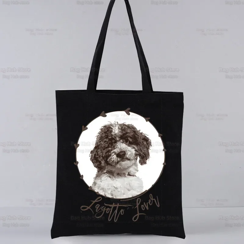 Life Is Better With Lagotto Shopping Bags Canvas Romagnolo Dog Italian Breed Tote Bag Shoulder Bags Eco Cute School Tote Bag