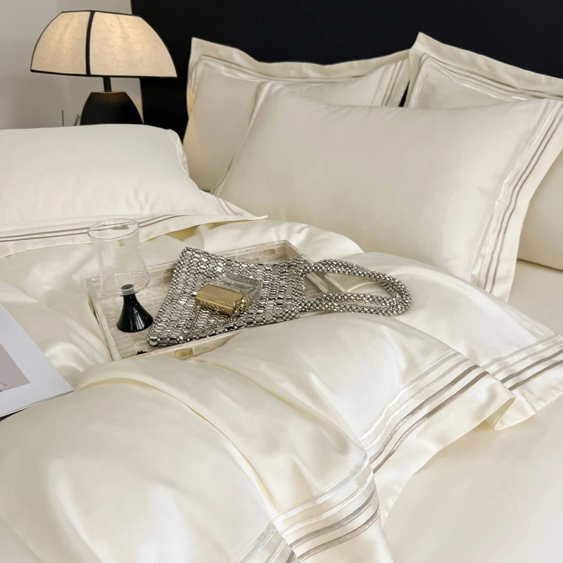 Egyptian Cotton Bedding Set, Luxury Hotel Style, Queen, King Size, Solid Color Duvet Cover, Bed Sheet, Pillowcases