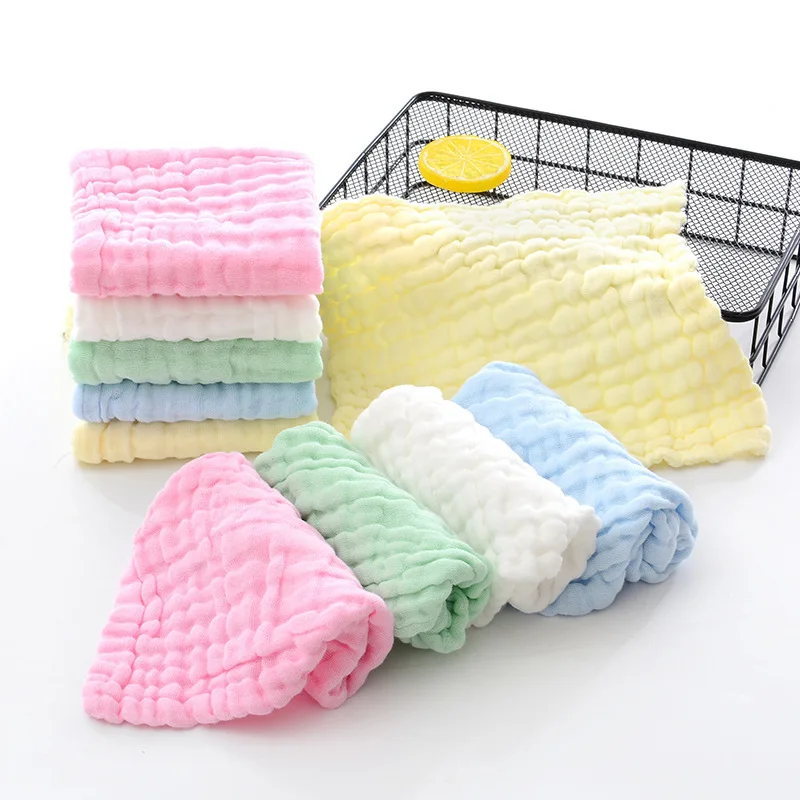 Baby Towel Pure Cotton Gauze Plain Bubble Handkerchief Baby Newborn Face Towel Pure Cotton Six-Layer Square Towel