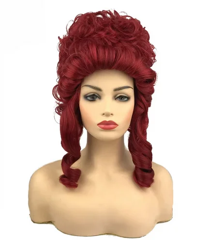 Marie Antoinette Princess Medium Curly Hair Cosplay Wigs Red