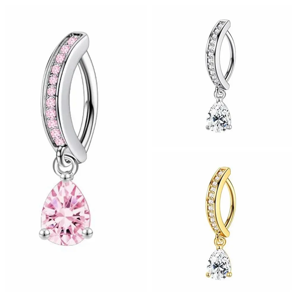 Cute Stainless Steel Zircon Belly Button Rings Sexy Gold Silver Gem Navel Piercing Pink Butterfly Shiny Body Jewelry Men