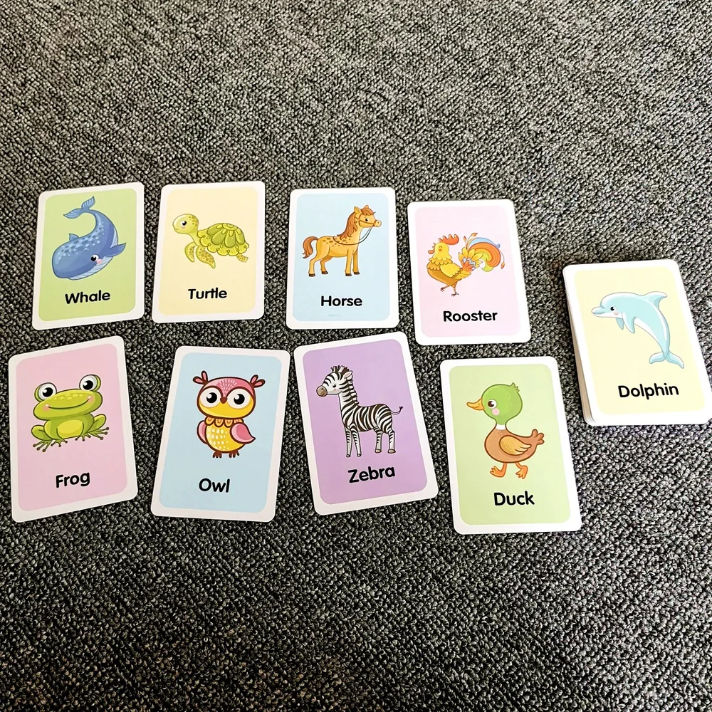 36Pcs Kids Early Childhood Education Cognition Card Shape Animal Color Baby English Learning Word Card Toys Montessori Gift