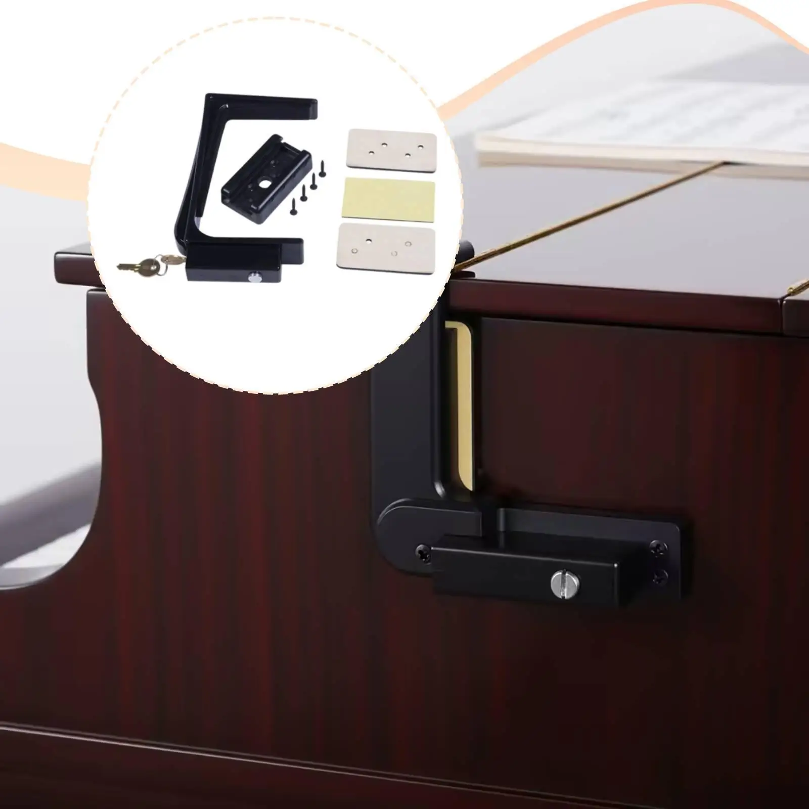 Piano Keyboard Safety Lock PP Copper Zinc Alloy Durable Fallboard Guard for Training Centers