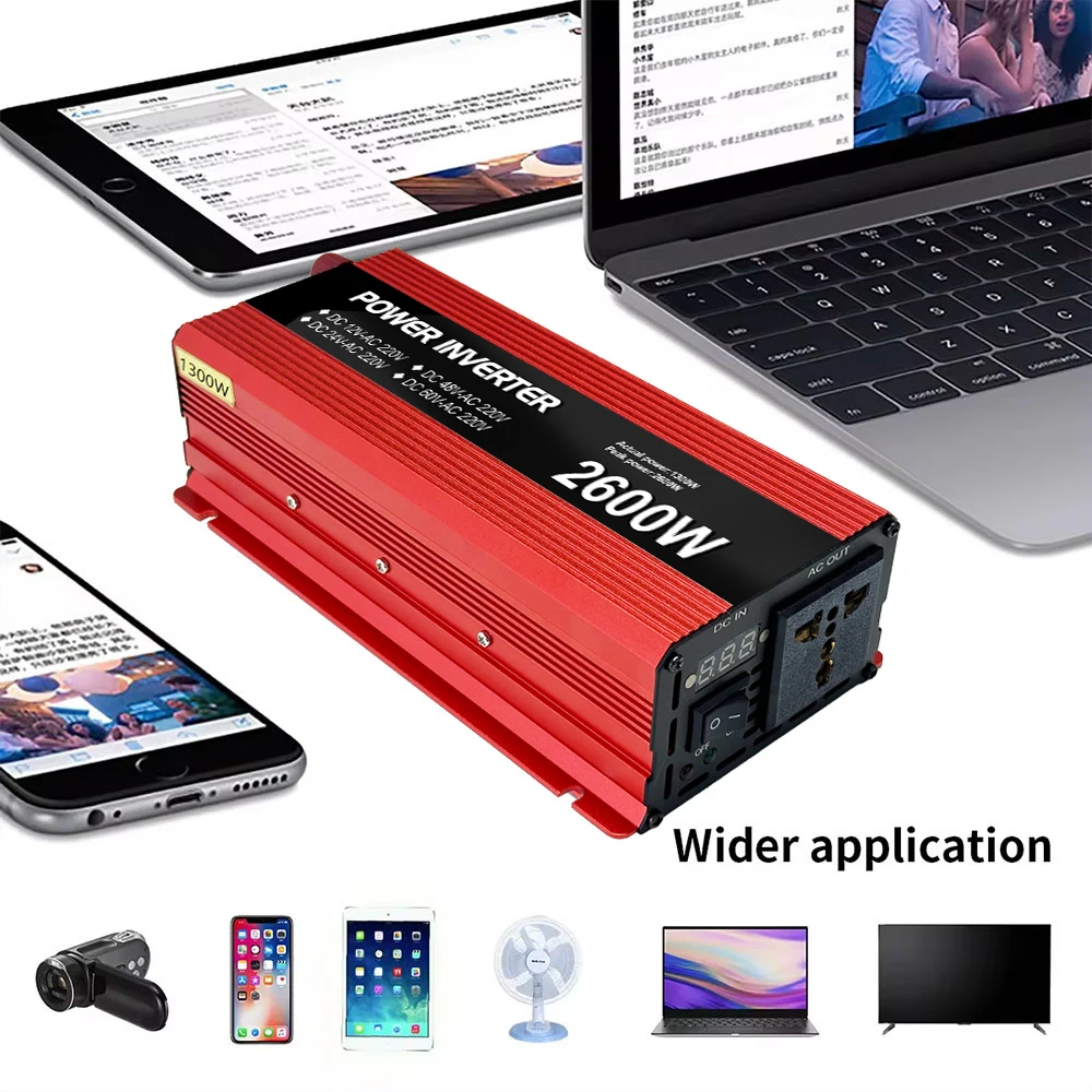 

1600W-2600W Peak Power Sine Wave Power Inverter 12V 24V 48V 60V to 110V 220V 230V Car Power Inverter Adapter Converter