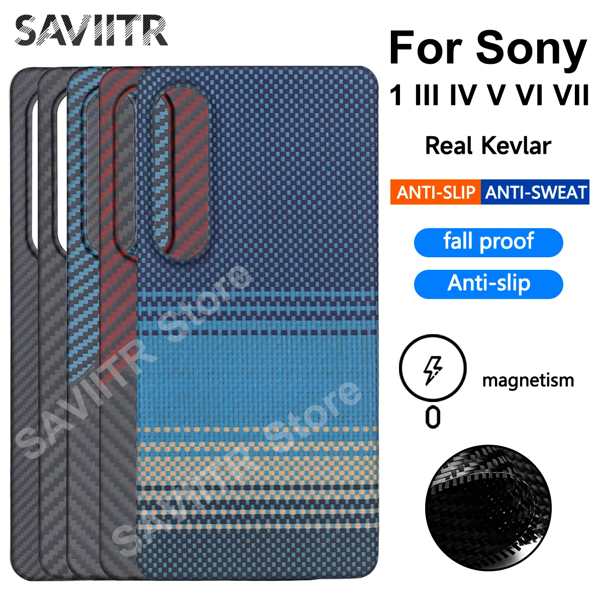 

SAVIITR кевларовый чехол для Sony Xperia 1 III IV V VI 1 VII из натурального углеродного волокна, арамидный чехол, сверхлегкий защитный чехол, прочный