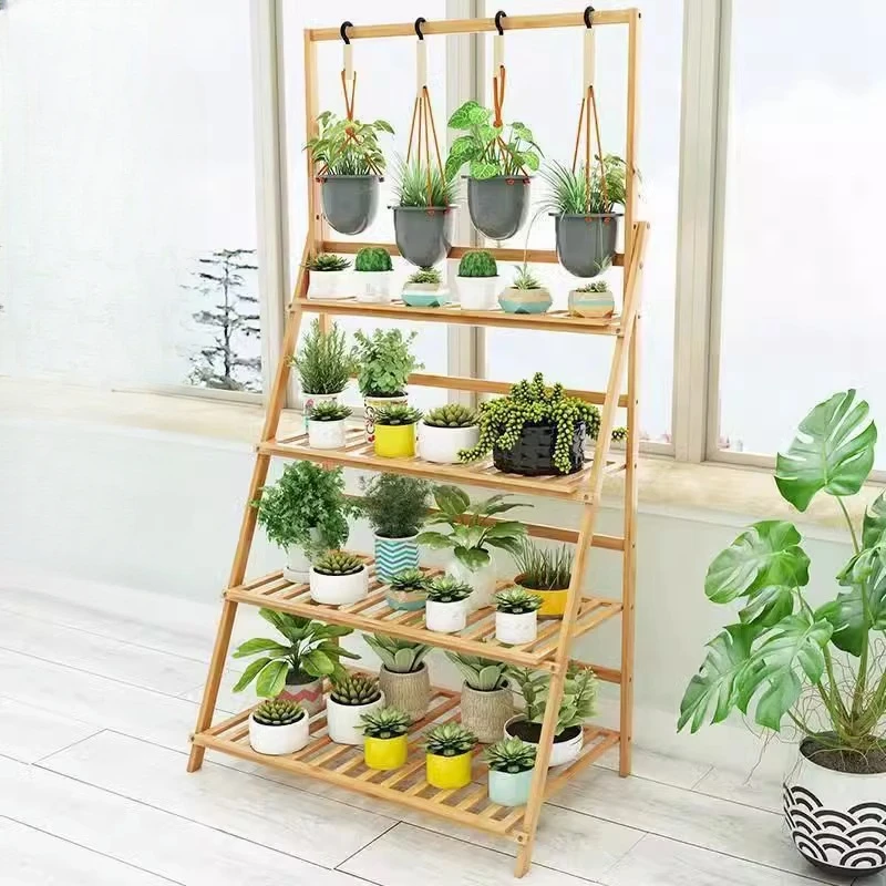 Originality Living Room Plant Shelves Balcony Wood Flower Shelf Chlorophytum Plant Shelves Outdoor Garden Furniture Support FYPS