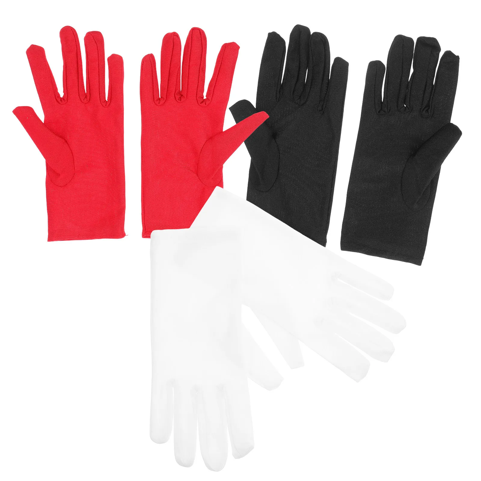 3Pairs Jewelry Etiquette Gloves Elastic Spandex Lightweight Comfortable Fit for Inspection Art Handling Silver Coin