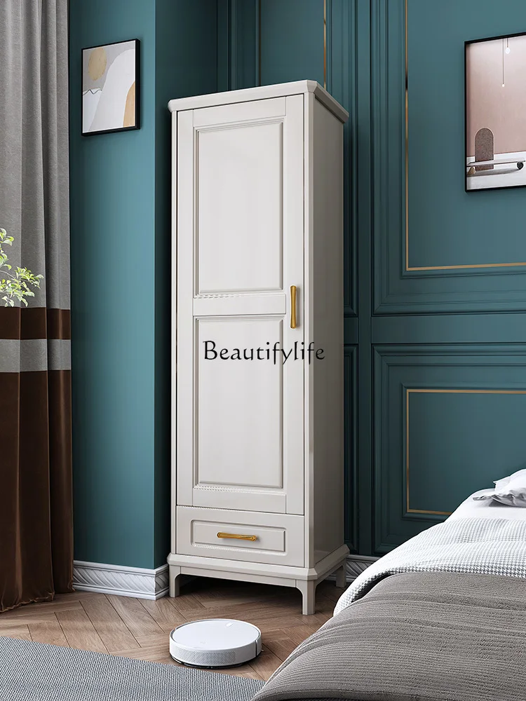 Solid Wood Single-Door Wardrobe Home Bedroom Storage Small Apartment Wardrobe Locker