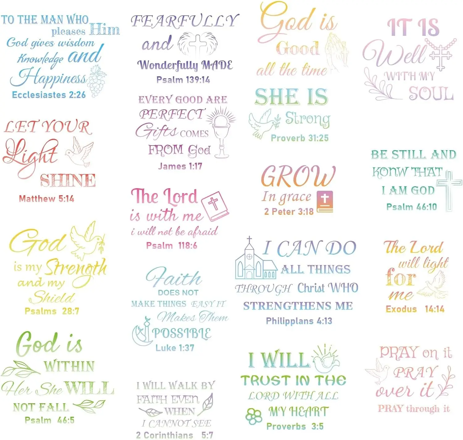 

Bible Verse Decals Rub On Bible Verse Quotes Transfers Stickers A4Size Jesus Christian Religious Faith Labels