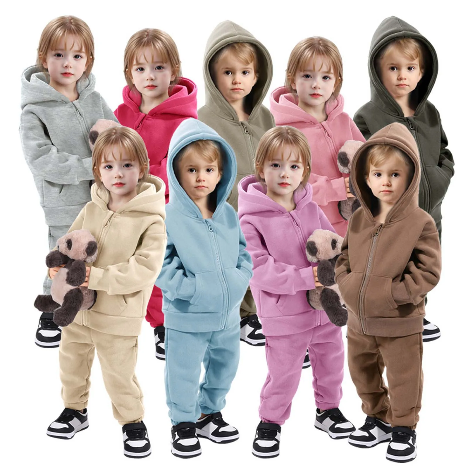 

Kids Girls Sports Sets Warm Thicken Cotton Fleece Sweatshirt Pants Sets Children Suits Toddler Boy Tracksuit 2024 Winter Outfits