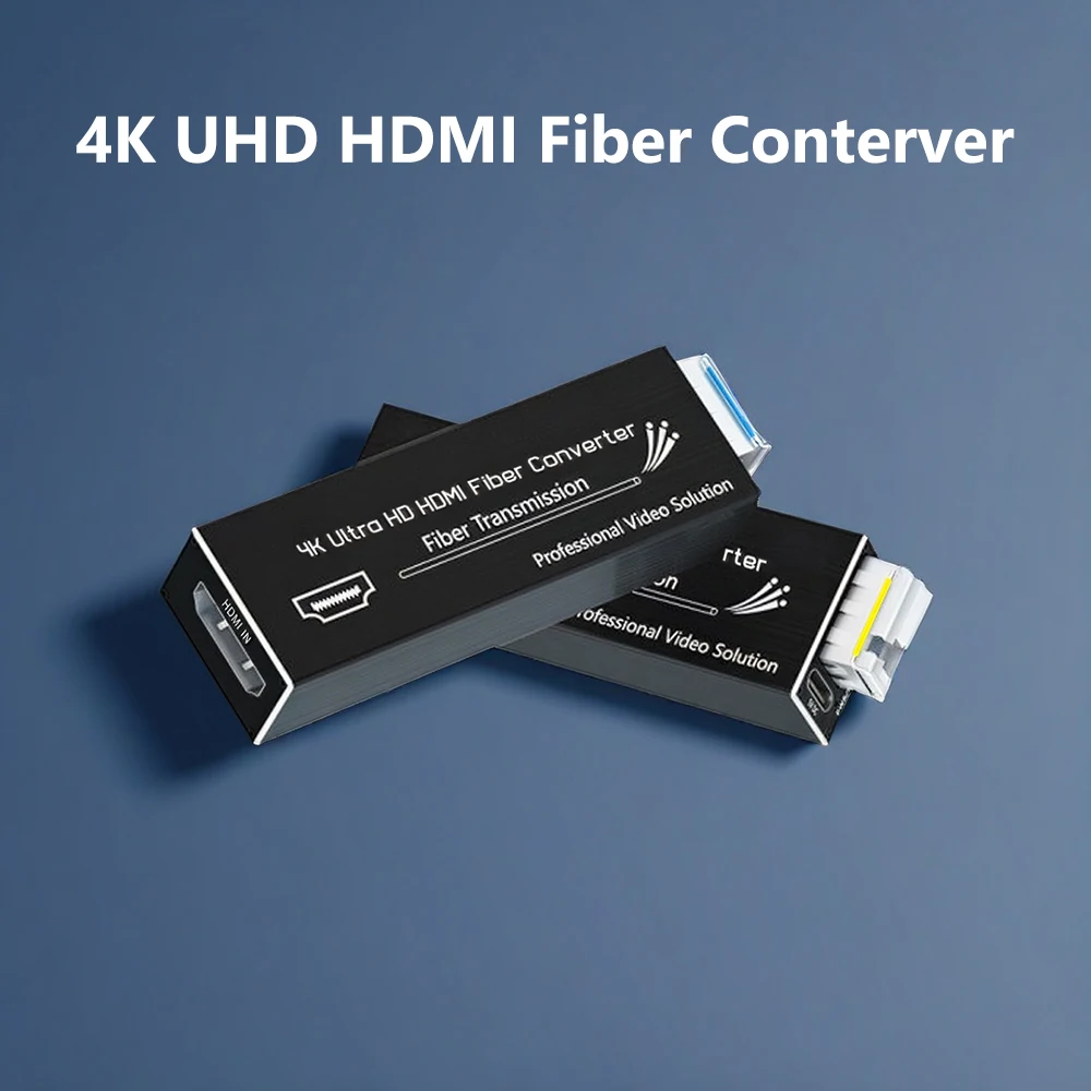 UHD 4K/1080P HDMI Fiber Converter Mini 4K HDMI to Fiber Extender 4K@30Hz Video Over LC Single Fiber Optical Transceiver(20KM)