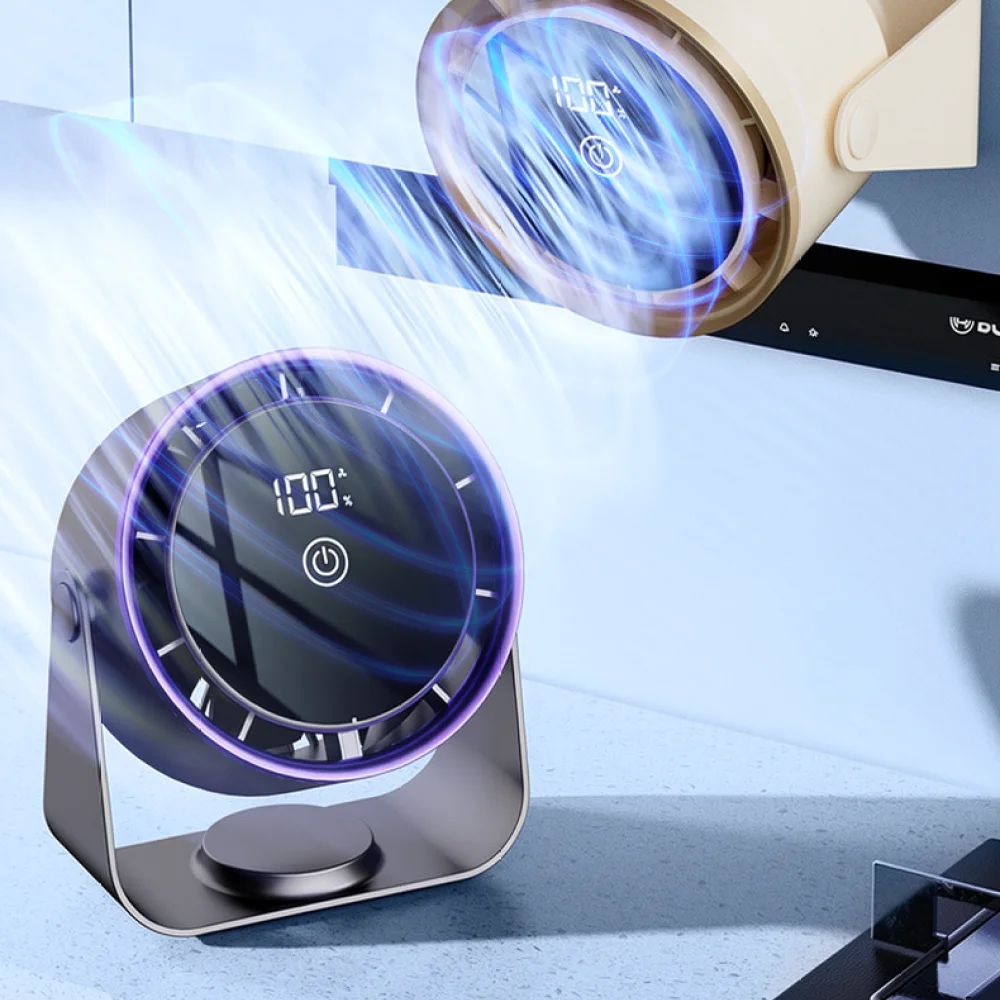 Portable USB Desk Fan Silent Air Cooling Device 100 Speed Control Rechargeable Personal Circulator For Office Travel Camping Use