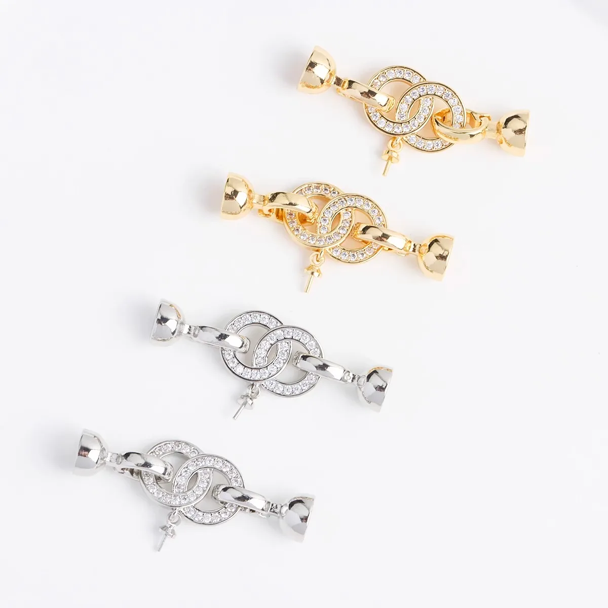 18K ทองคําแท้ชุบโอปอลแหวนคู่แขวนหัวปุ่ม,สร้อยคอสร้อยข้อมือ Ending BUCKLE DIY เครื่องประดับอุปกรณ์เสริม