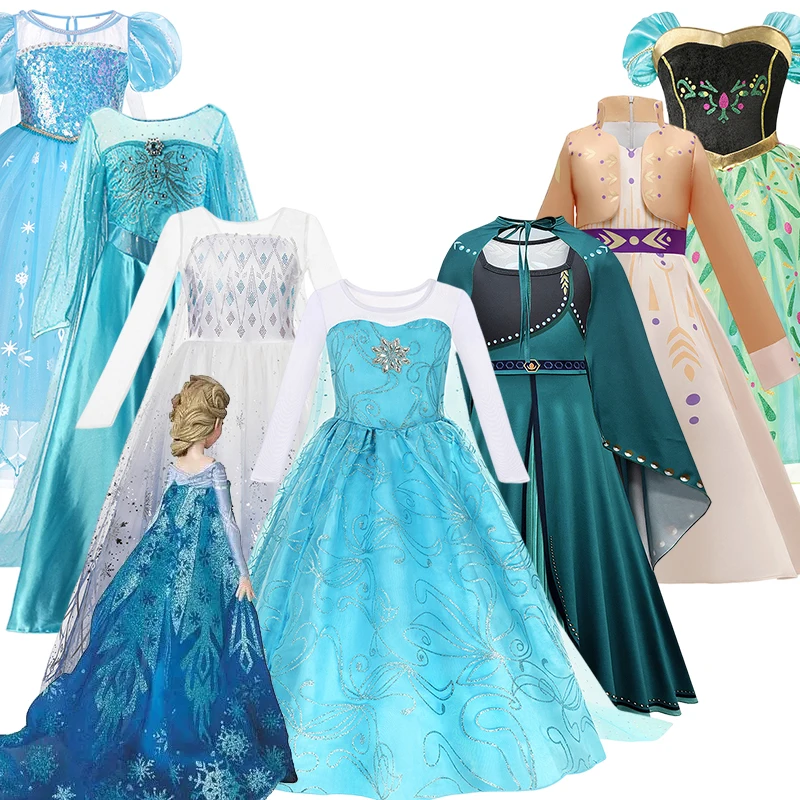 

Frozen Children Elsa Anna Costume For Kids Girls 4 8 10 Y Cosplay Snow Queen Clothes Fancy Party Birthday Princess Dress