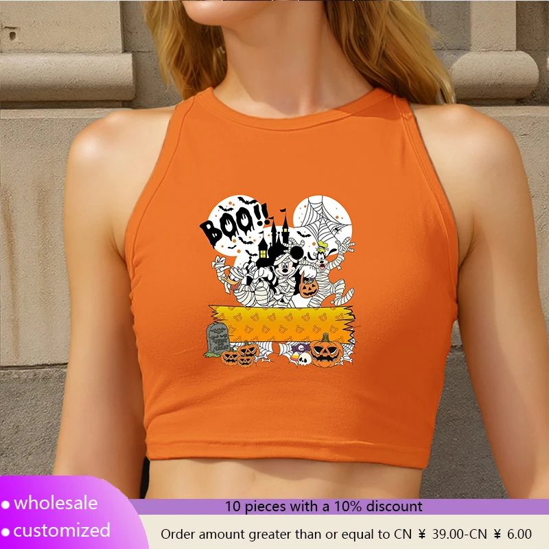 

Clothes Mickey Women Vintage Cartoon Print Sleeveless Streetwear Magic Vest Workout Sports Shirts Crop Top Camis Casual Fitness