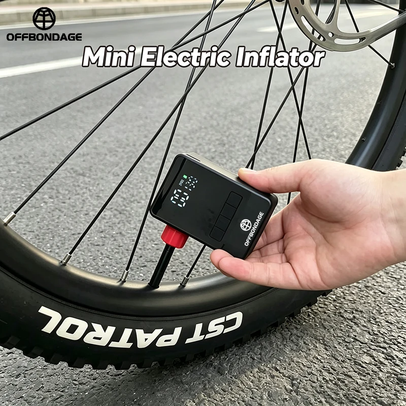 OFFBONDAGE Mini Electric Automatic Air Pump Portable Digital Inflator Rechargeable MTB Road Bike Schrader Presta Tires 150PSI