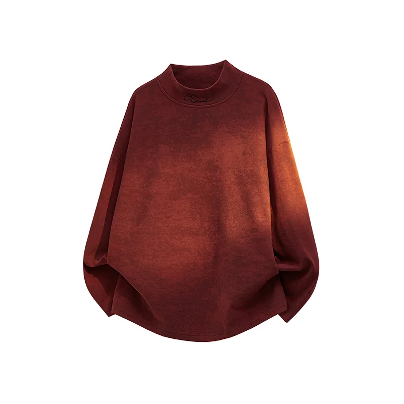 Women's plus Size M-XXXXXL Semi-Turtleneck Thermal Long Sleeve T-Shirt Warm Fleece Lined Base Layer Tie-Dye & Embroidery Top