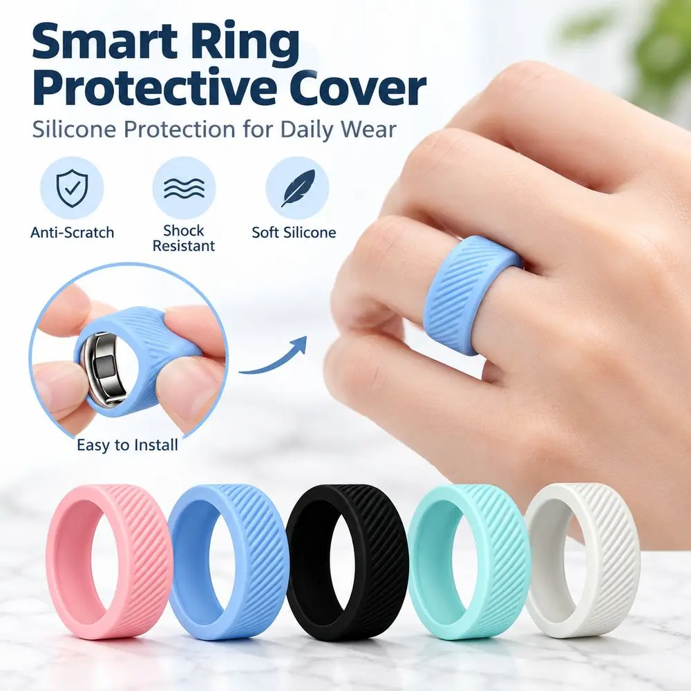 Silicone Smart Ring Cover Anti-Scratch Smooth Surface Ring Protective Sleeve Shock Resistant Slip Resistant