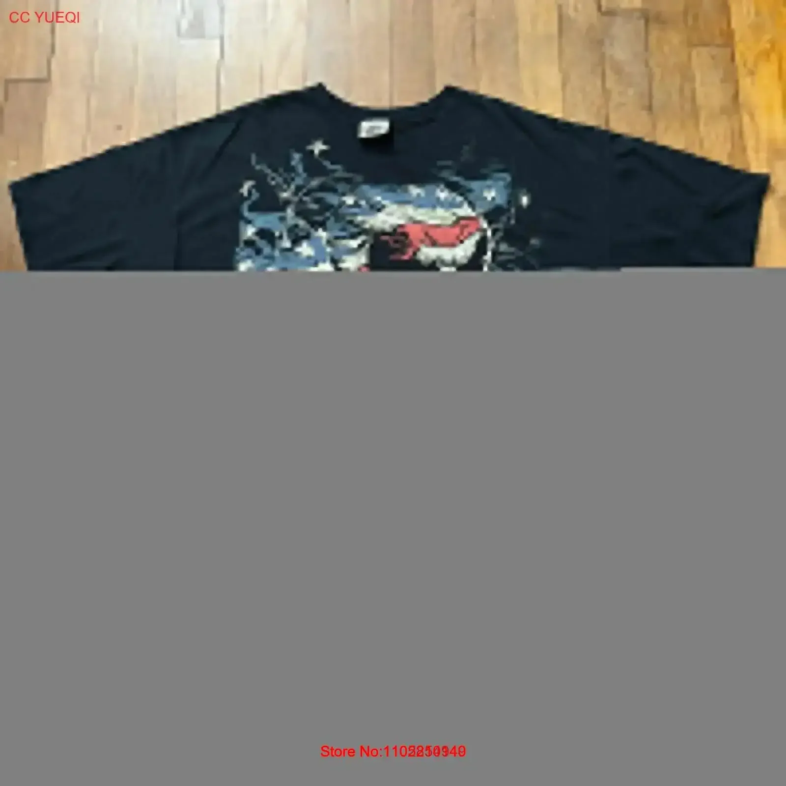 

Y2K жидко-синяя мужская футболка с черепами американского флага США 2009, 2XL, винтажная стираная повседневная универсальная уличная одежда с графикой