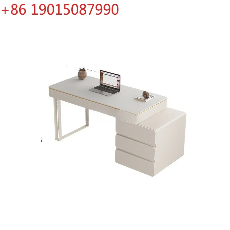 

Кремовый стол из каменной плиты в стиле рок-н-ролл: роскошный современный минималистичный офисный компьютерный стол для дома